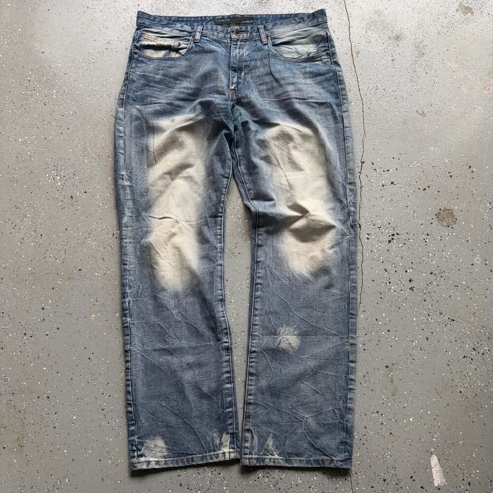 Rocawear Classic Fit Distressed Blue Denim Jeans